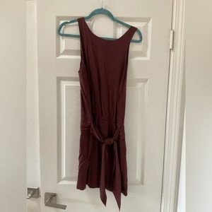 🍷Theory Silk Side Tie Dropped Waist Dress Burgundy 6🍷
